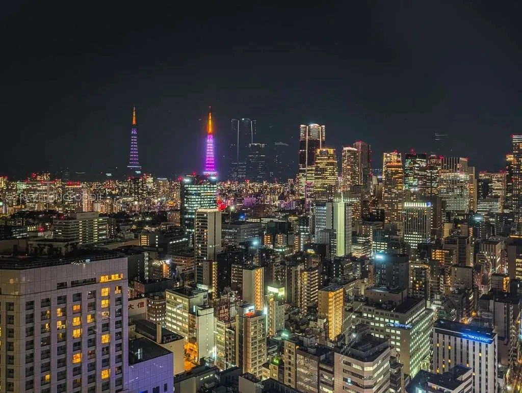 Nighttime views at one of the best Tokyo hotels, Park Hotel Tokyo