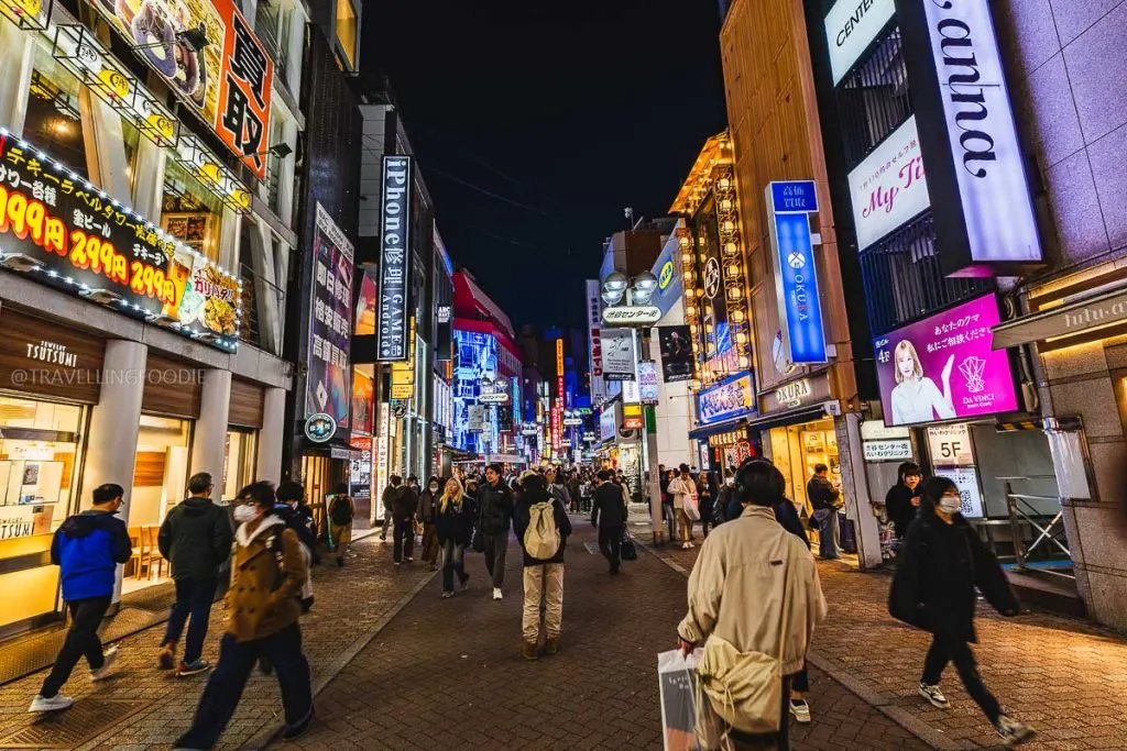 Shibuya Center Street from Scramble Crossing in Tokyo, Japan