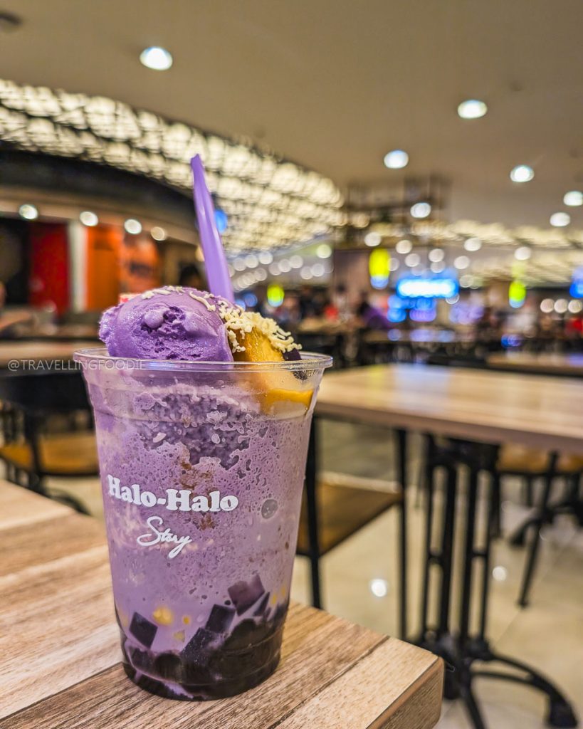 Filipino purple yam shaved ice dessert at Halo Halo Story at Robinsons Galleria in Manila
