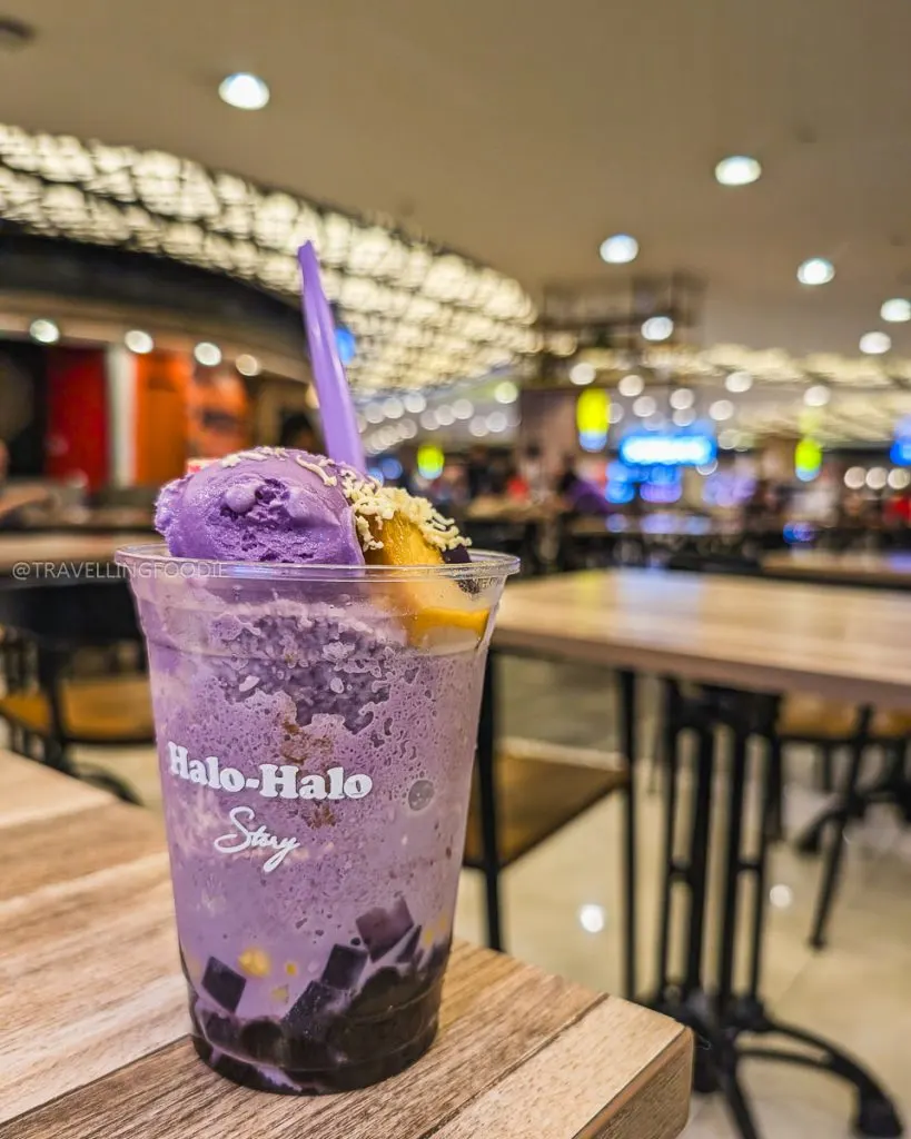 Filipino purple yam shaved ice dessert at Halo Halo Story at Robinsons Galleria in Manila