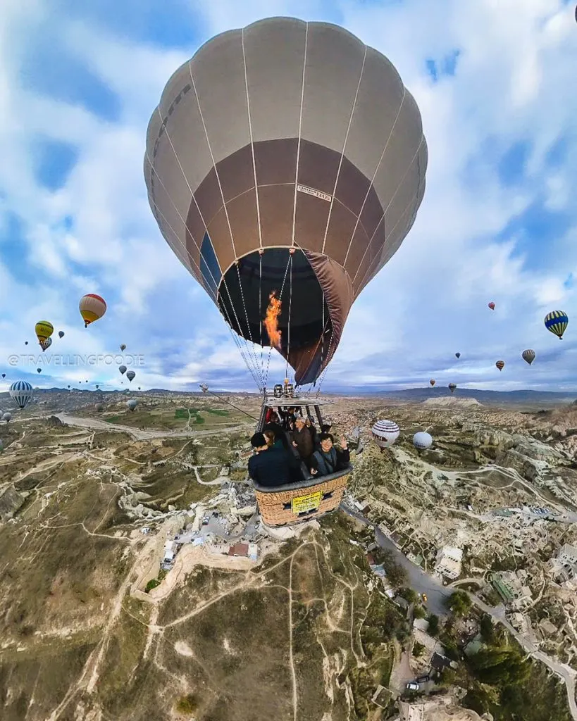 Travelling Foodie Raymond Cua using Content Creation Gear on Cappadocia Hot Air Balloon
