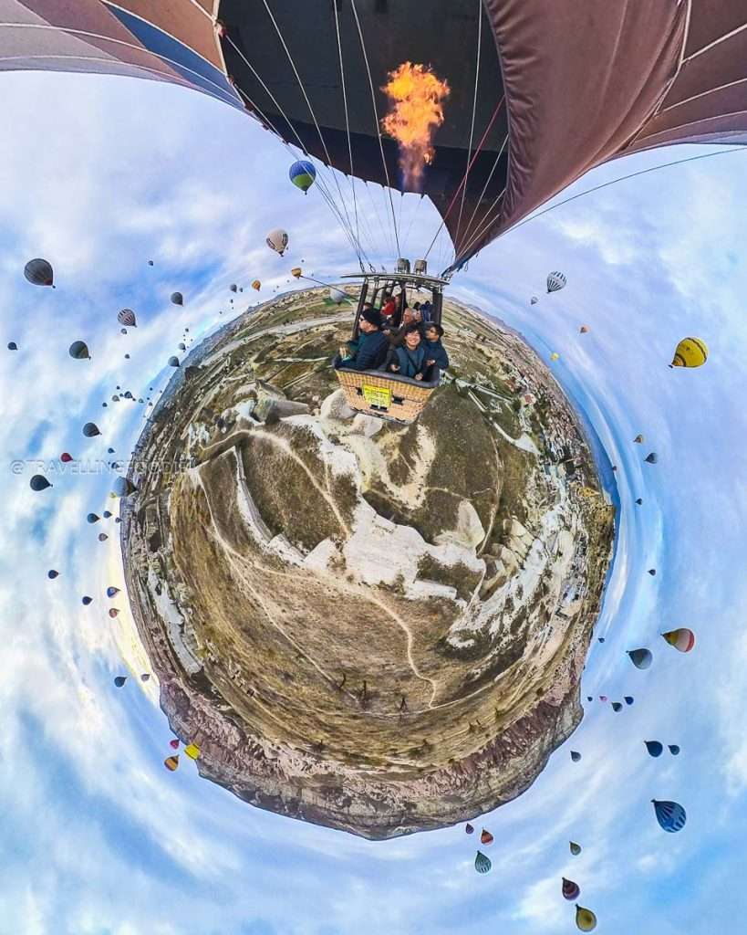Travelling Foodie Raymond Cua in Tiny Planet Mode of Cappadocia Hot Air Balloon Ride in Goreme