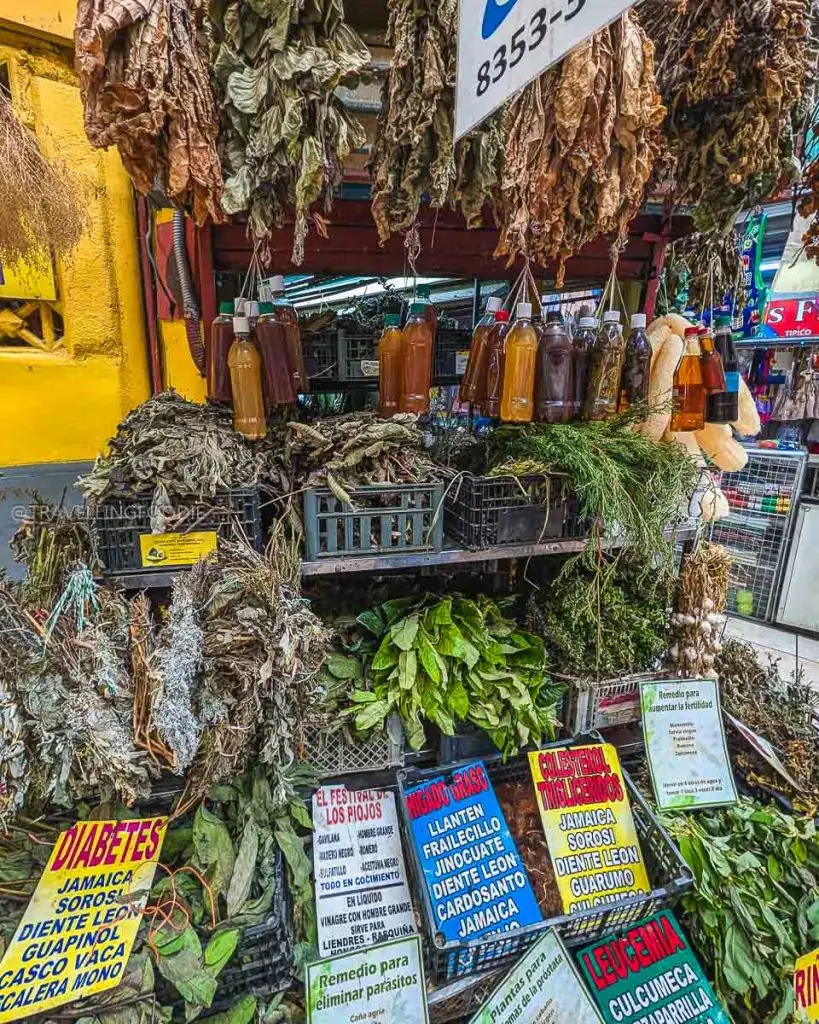 Health and Spiritual Healing products at Mercado Central in San Jose