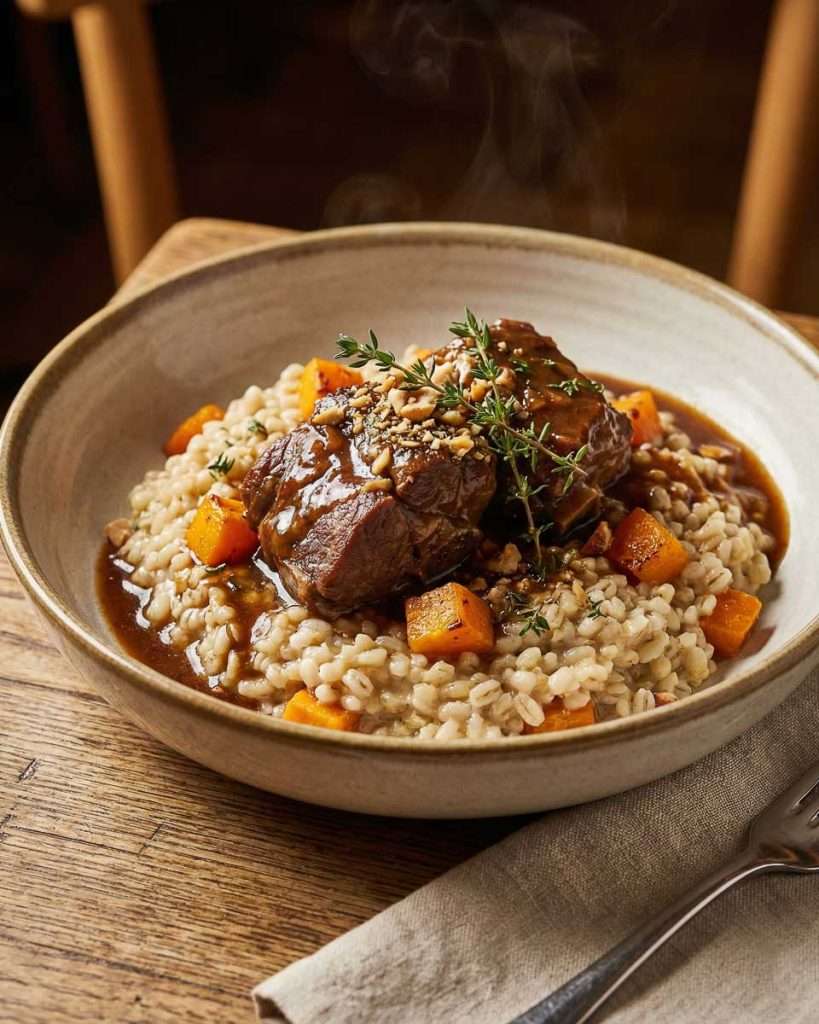 Lamb Backstrap Risotto Braised Lamb on Barley Risotto - Canadian Comfort Food Recipe ...