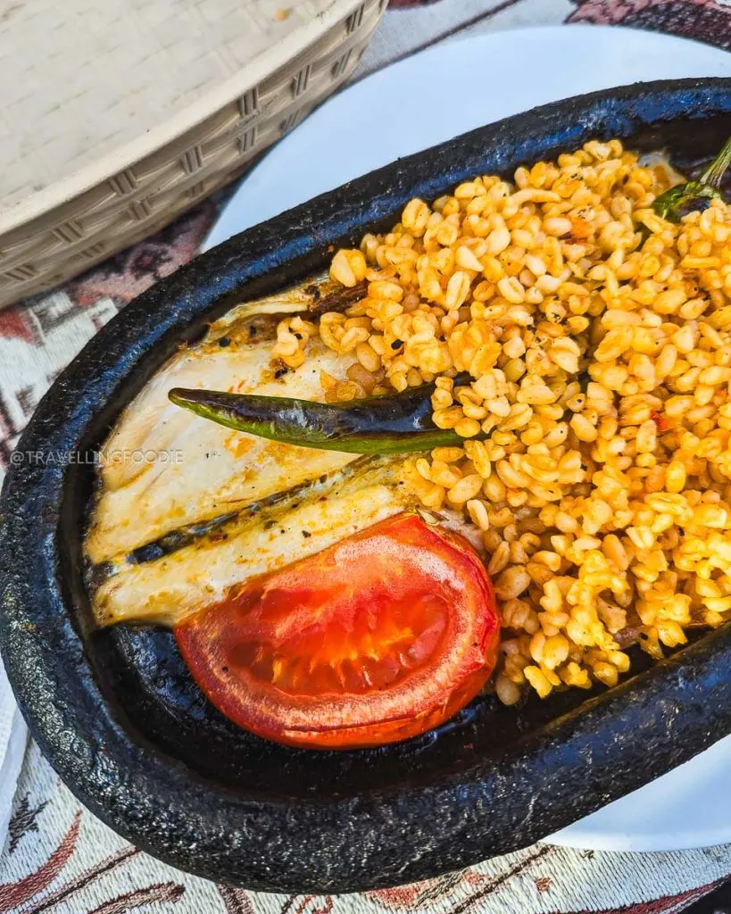 Grilled trout lunch at Aslan Restaurant, a popular stop for food in Ihlara Valley on the Cappadocia Green Tour.