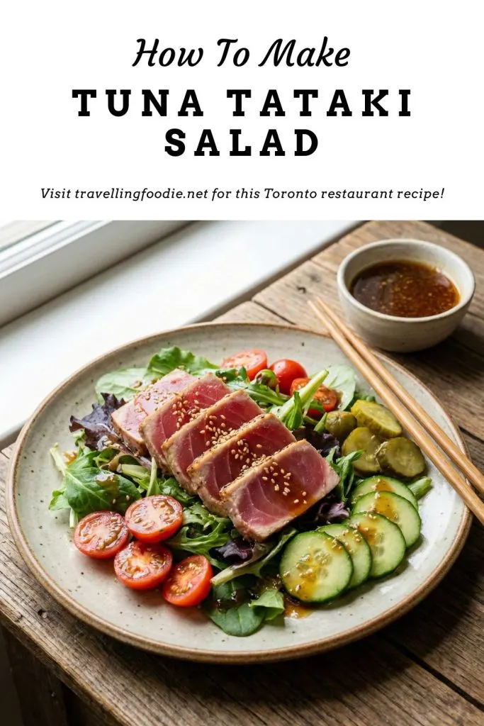 How To Make Tuna Tataki Salad Recipe from Aburi TORA Toronto on Travelling Foodie