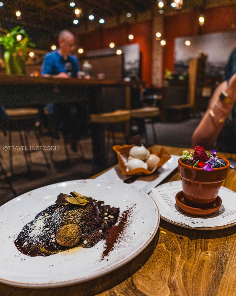 Decadent chocolate and peach sabayon desserts at Donato and Co, a standout in the Berkeley food scene.