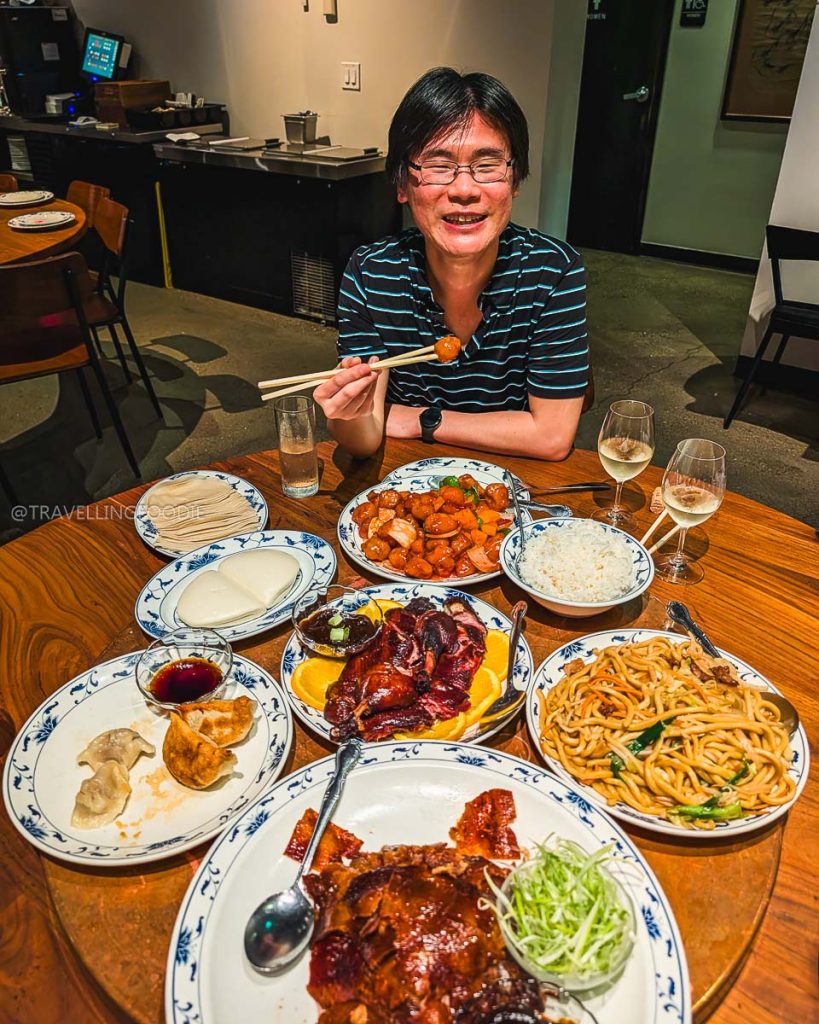 Travelling Foodie Raymond Cua Peking duck, chow mein, and sweet and sour pork at Great China, a top place to eat in Berkeley.