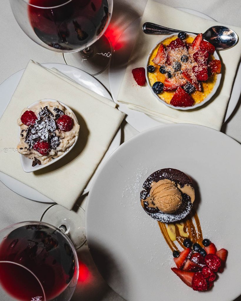 Chocolate lava cake and elegant desserts at Julia's Restaurant, highlighting the best Berkeley culinary experiences.
