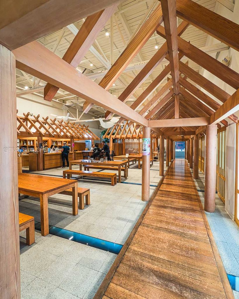 The beautiful wooden interior of the Takara Sake tasting room, the largest sake producer in the Berkeley food scene.