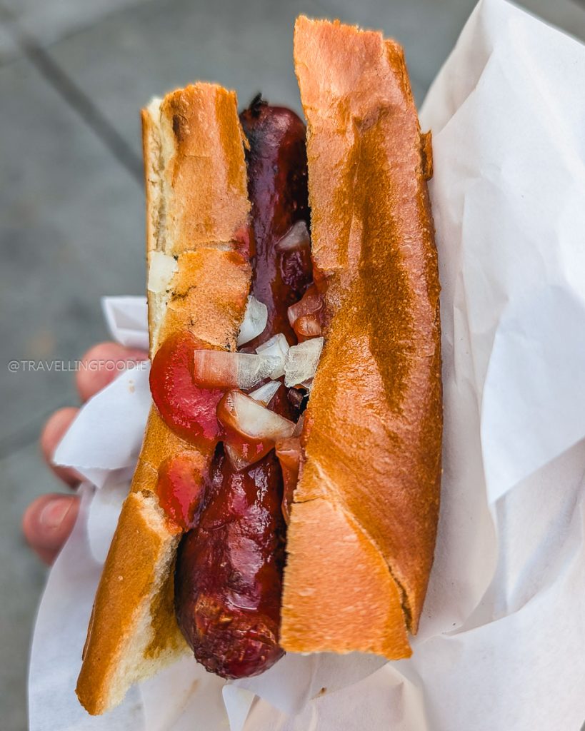 A juicy Louisiana style hot link from Top Dog, an iconic quick bite and one of the best restaurants in Berkeley.