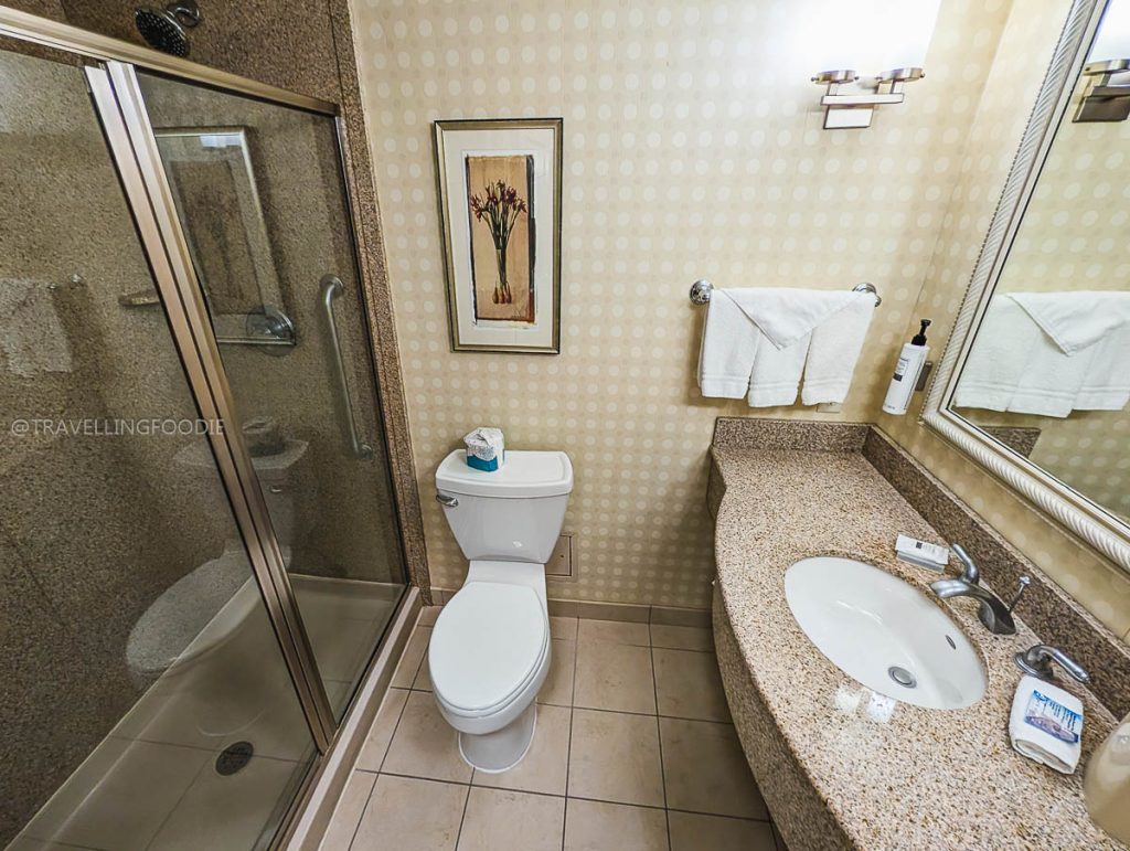 Clean and modern bathroom amenities at Hilton Garden Inn, a top choice for where to stay in Laramie.