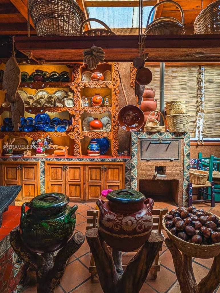 Beautiful traditional kitchen with a wood-fired stove, highlighting cultural Michoacan activities.