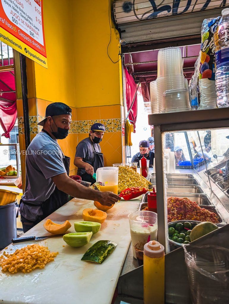 Fresh fruit preparation at Gaspachos La Cerrada, one of the best places to eat in Michoacan.