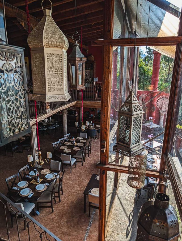 Elegant interior dining room at Hotel Porton del Cielo, a top place to eat during your Michoacan road trip.
