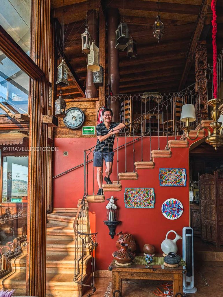 Travelling Foodie Raymond Cua exploring the beautifully decorated Porton del Cielo restaurant during a 3 day trip in Michoacan.