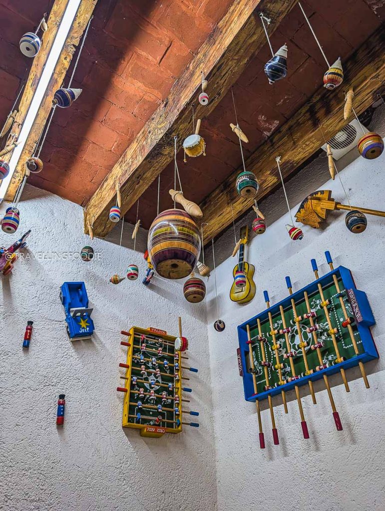 Traditional wooden toys and foosball table decorating Mi Rancho on our 3 day trip in Michoacan.