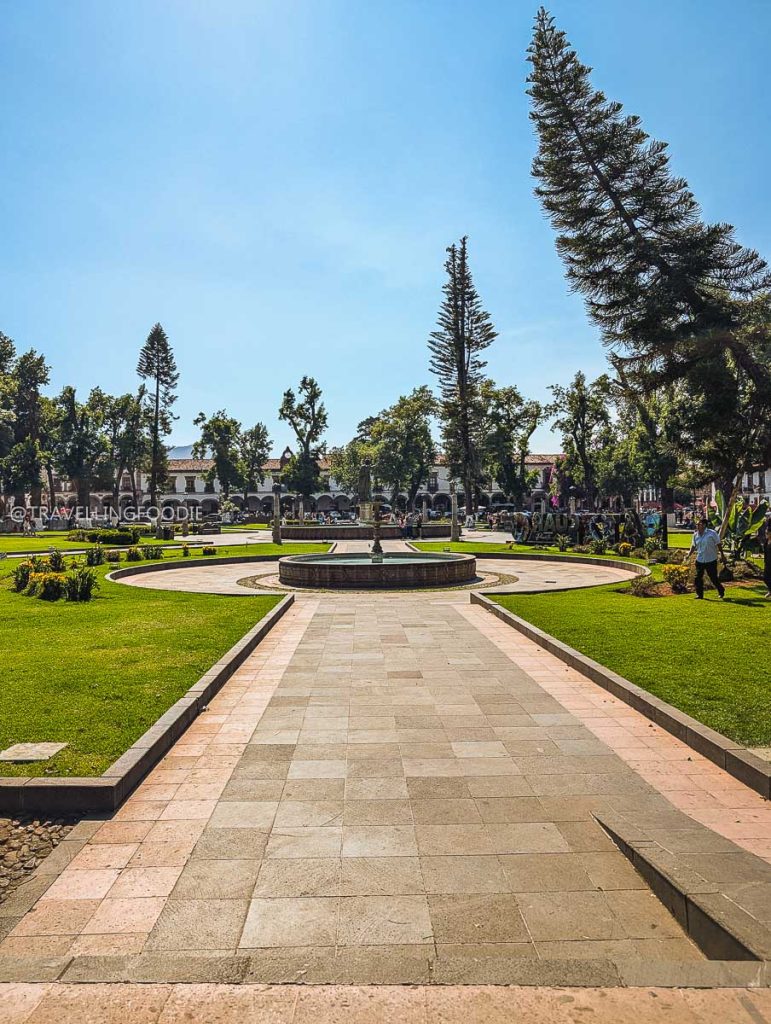 The lush Plaza Vasco de Quiroga in Patzcuaro in Michoacan
