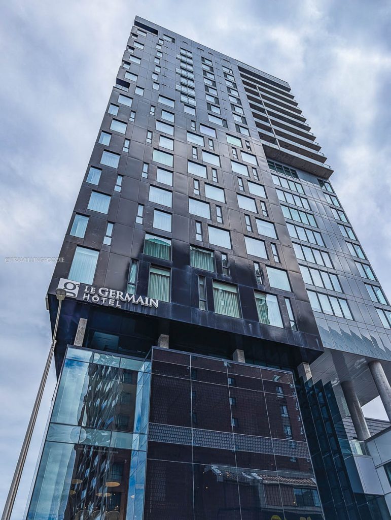 Exterior shot of the Michelin Guide Le Germain Hotel building, a top place to stay in Ottawa.