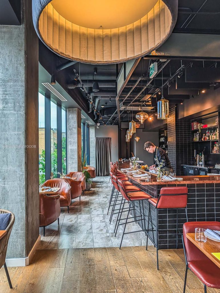 The stylish bar area inside Norca, an incredible Ottawa restaurant at Le Germain Hotel.