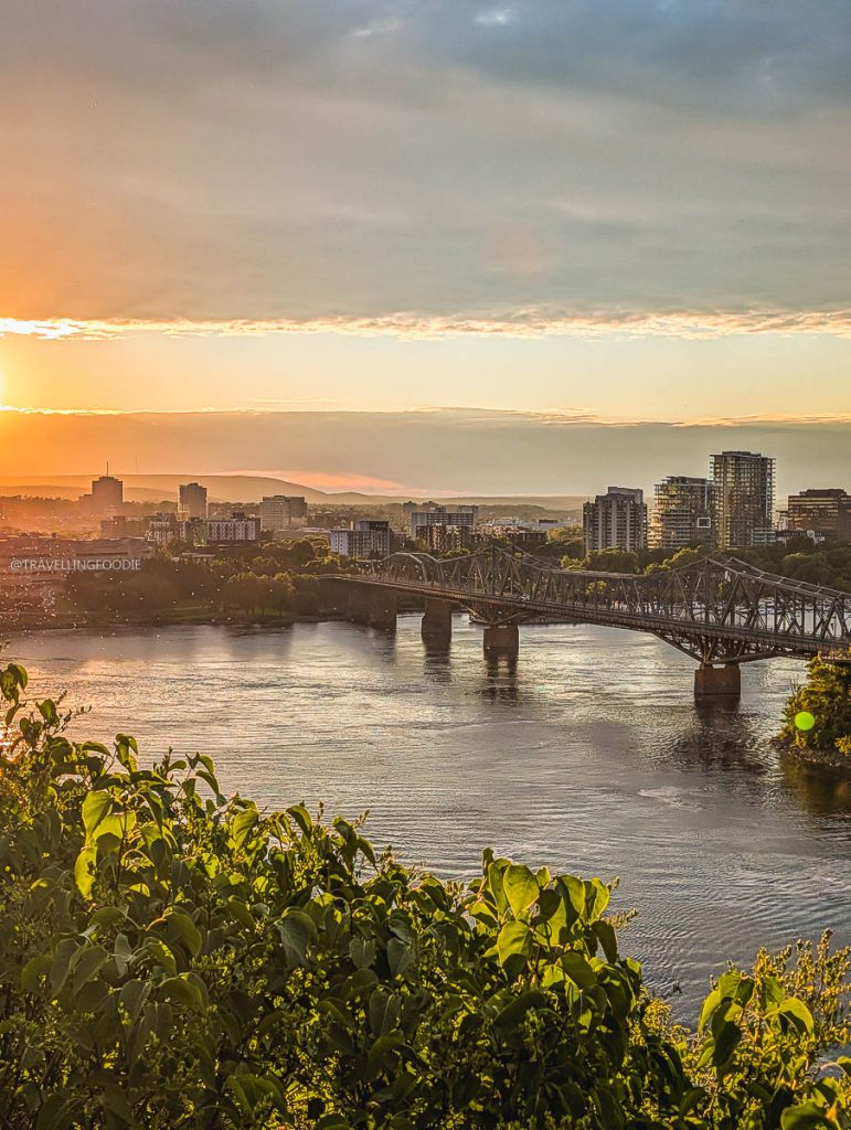 A breathtaking sunset view from the historic Parliament of Canada trail in Ottawa.