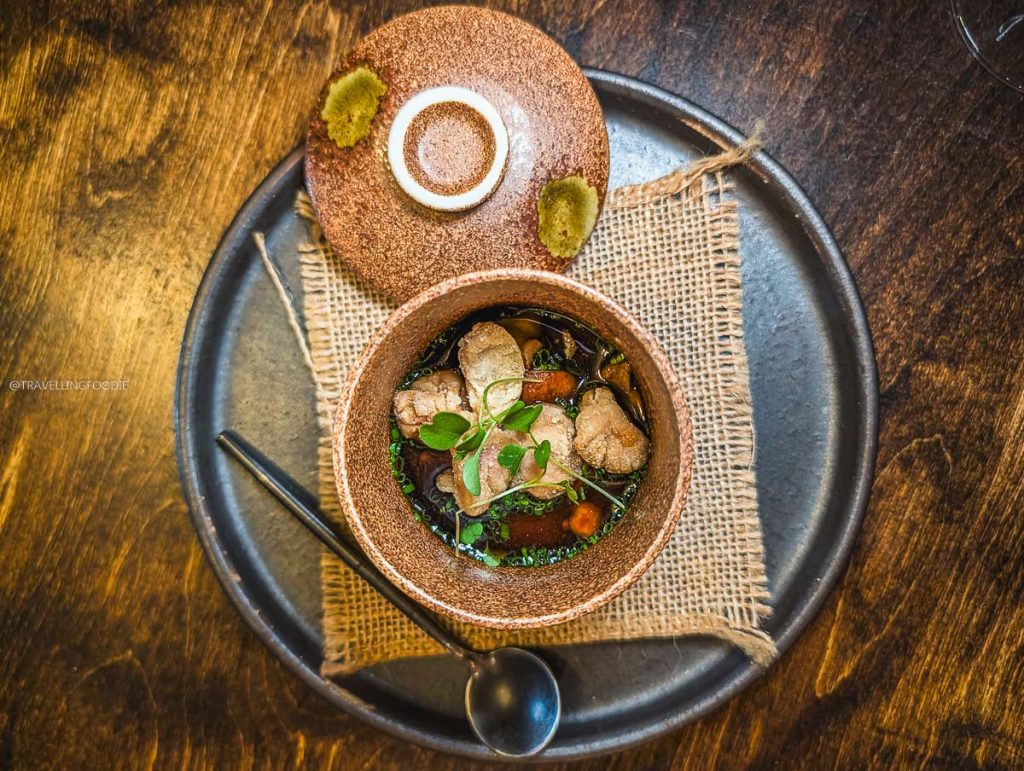 Chawanmushi with sweetbreads in a lidded bowl at Perch, a top Ottawa restaurant.