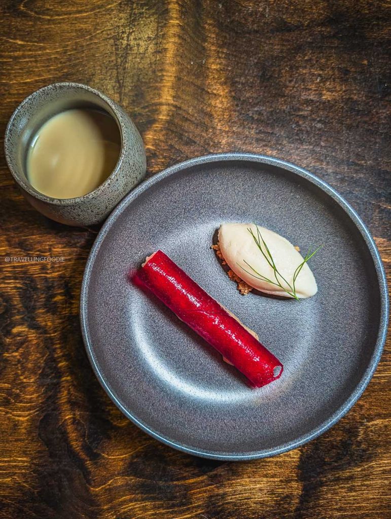 Buttermilk dessert with beet tuile and horchata at Perch Ottawa restaurant.