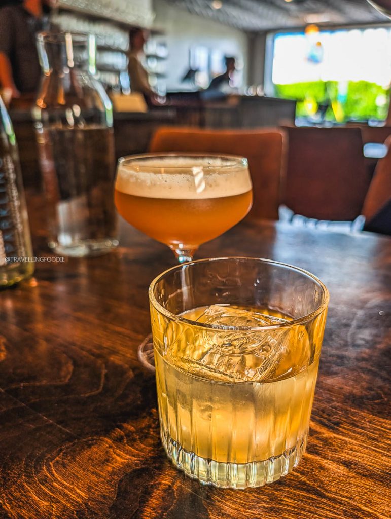 The Quackulated Risk duck fat washed whiskey cocktail at Perch fine dining in Ottawa.