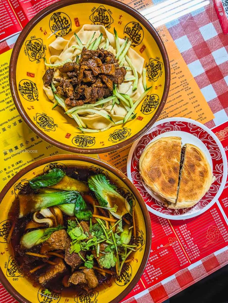 Authentic Shanxi noodles and a stuffed Chinese pancake at Number 1 Noodle House, a top Saskatoon food spot.