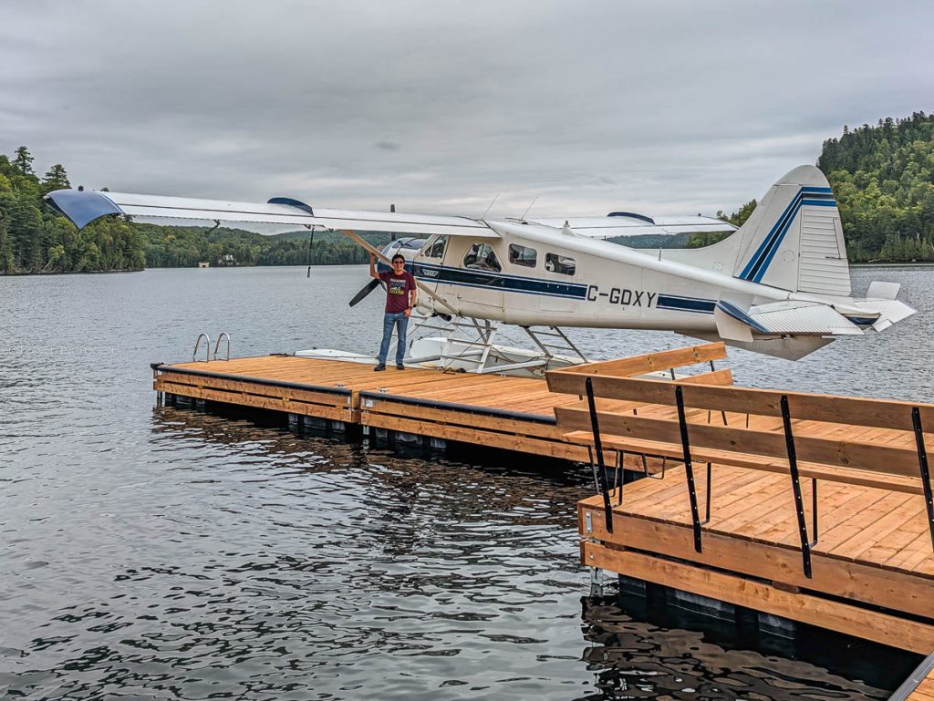 Getting ready for a scenic seaplane flight over the Mauricie region for our fly and dine experience