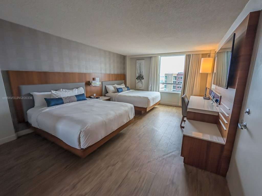 My spacious two queen guest room at Delta Hotels in Trois-Rivieres during our Quebec trip