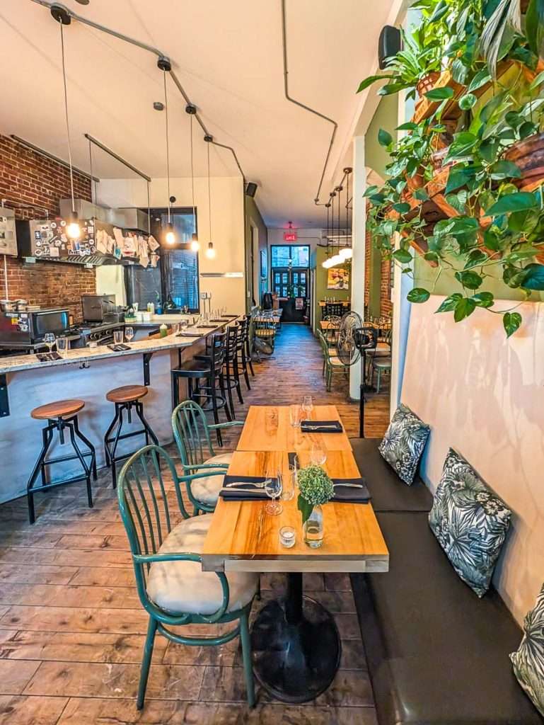 The cozy interior dining room at Épi, buvette de quartier in Trois-Rivieres during my Lanaudiere-Mauricie road trip