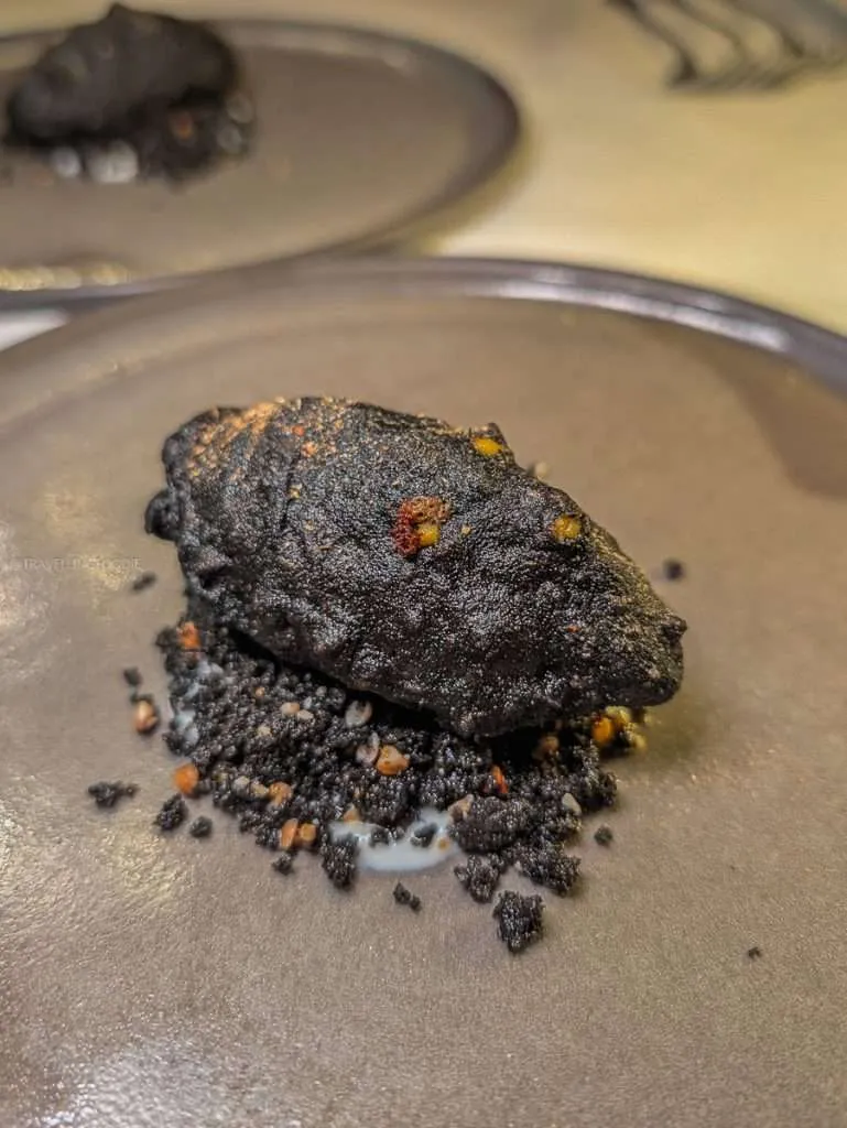 The playful blind tasting dish inspired by carbonaceous rocks during my luxury culinary road trip in Authentic Quebec