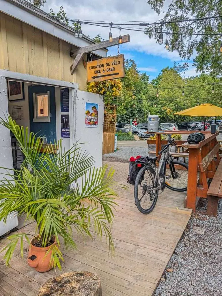 The Bike and Beer shop at Nomades du Parc outdoor hub at the entrance of Gatineau Park in Chelsea Quebec.